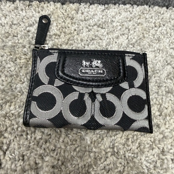 Coach Handbags - Coach Black Signature mini id case card wallet coin purse pouch